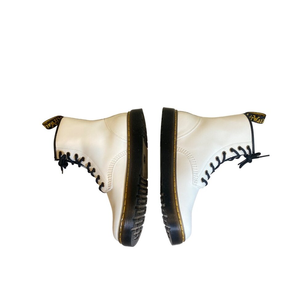 $170 NEW Dr. Doc Martens Women 10 Zavala Lace Up White Leather Combat Boots - Picture 9 of 11